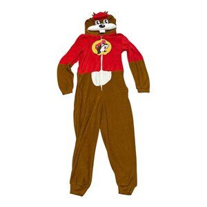Buc-ees Unisex Youth M/L One Piece Hooded Pajamas Costume Beaver Tail Hood
